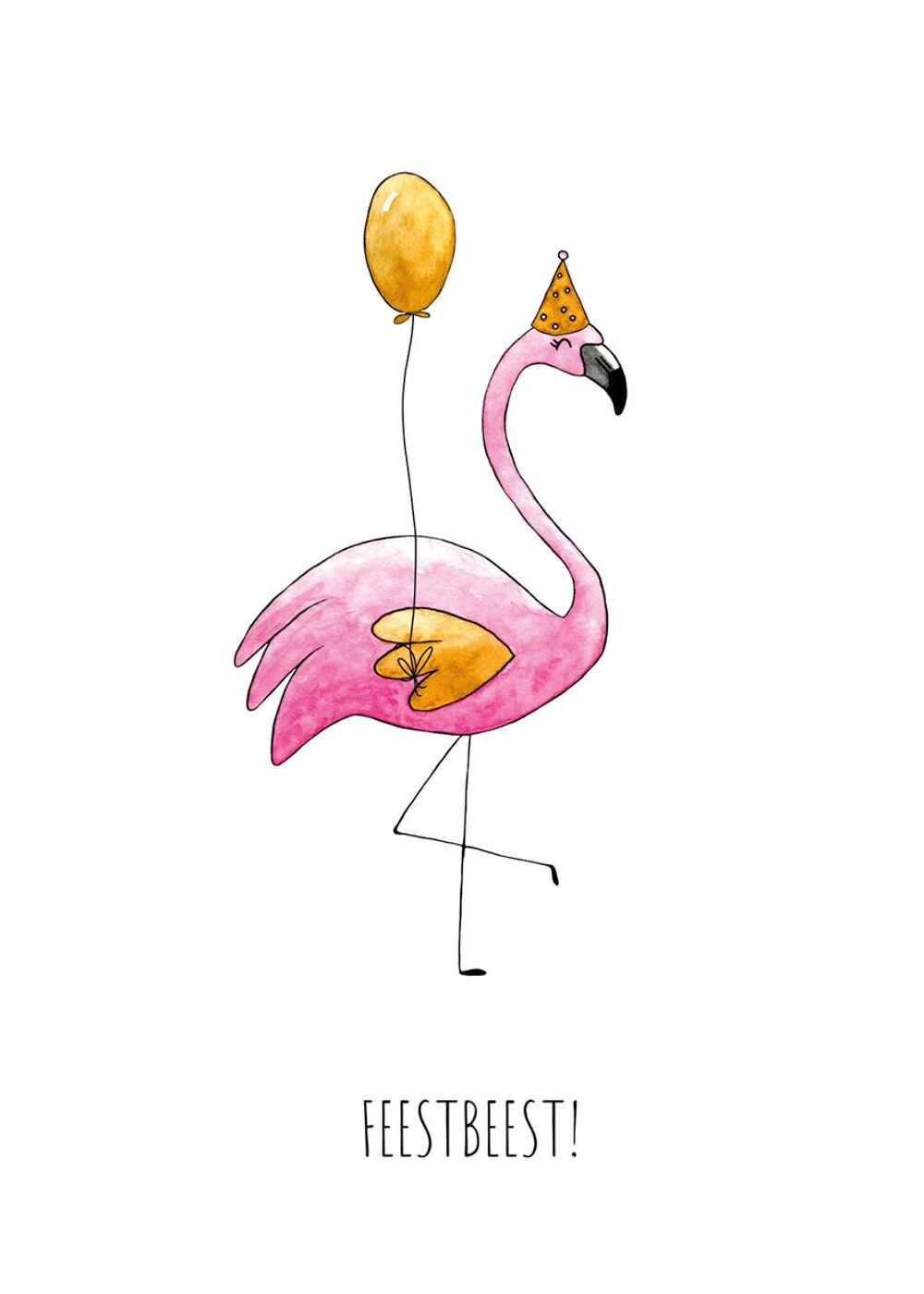 Kaart feestbeest flamingo