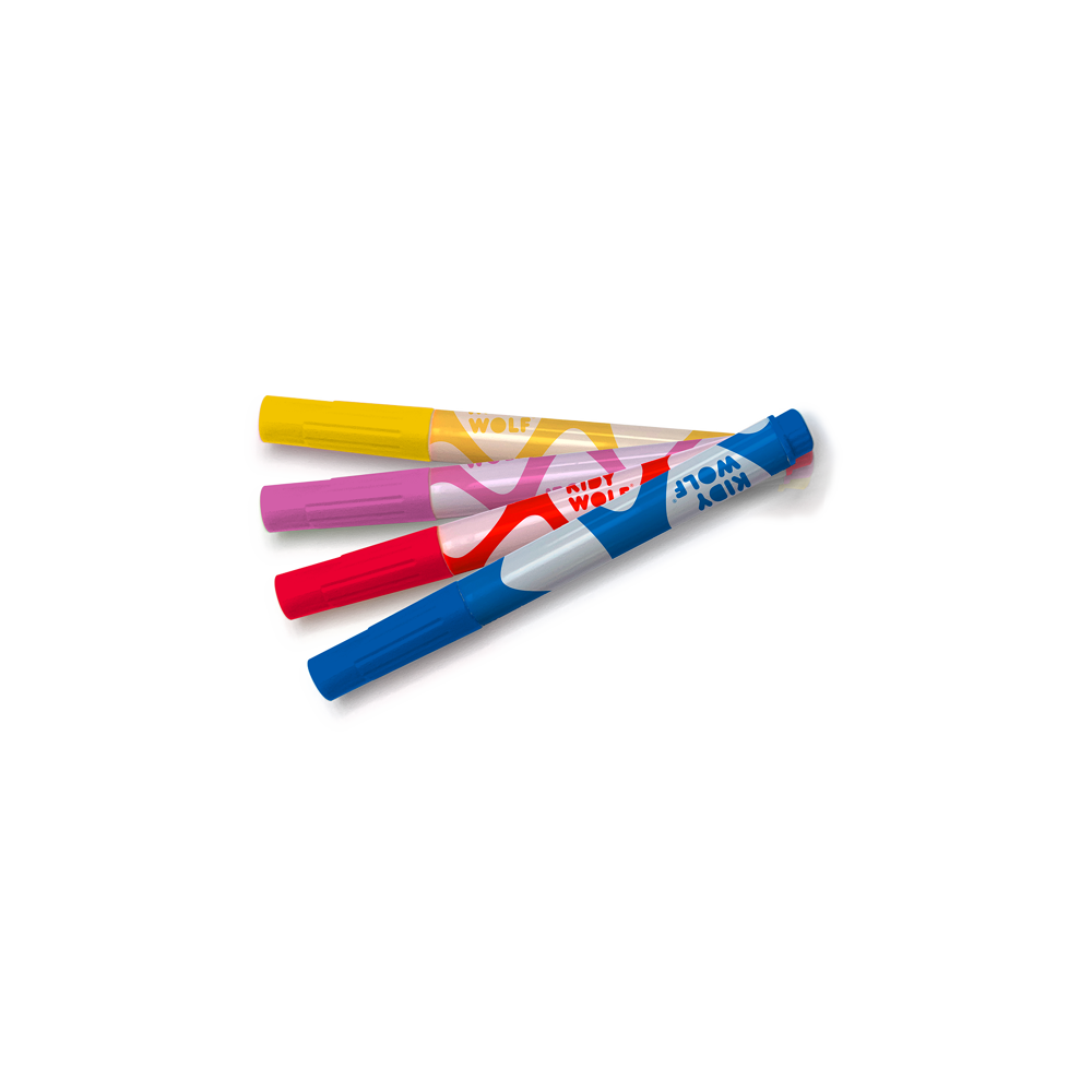 KIDYMARKERS - Fluorescerende markers - Roze / Geel / Rood / Blauw