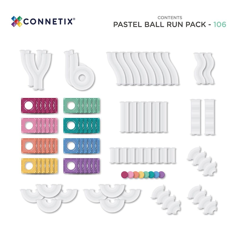 Connetix Pastel Ball Run Pack - 106 stuks