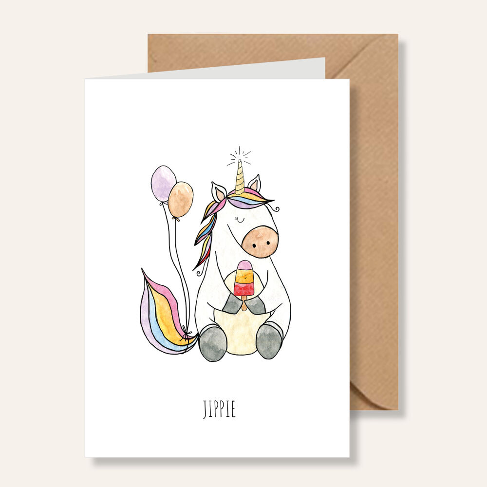 Kaart unicorn jippie