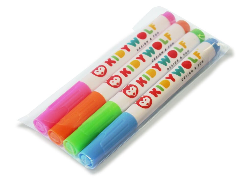 KIDYMARKERS - Fluorescerende markers - Roze / Groen / Blauw / Oranje