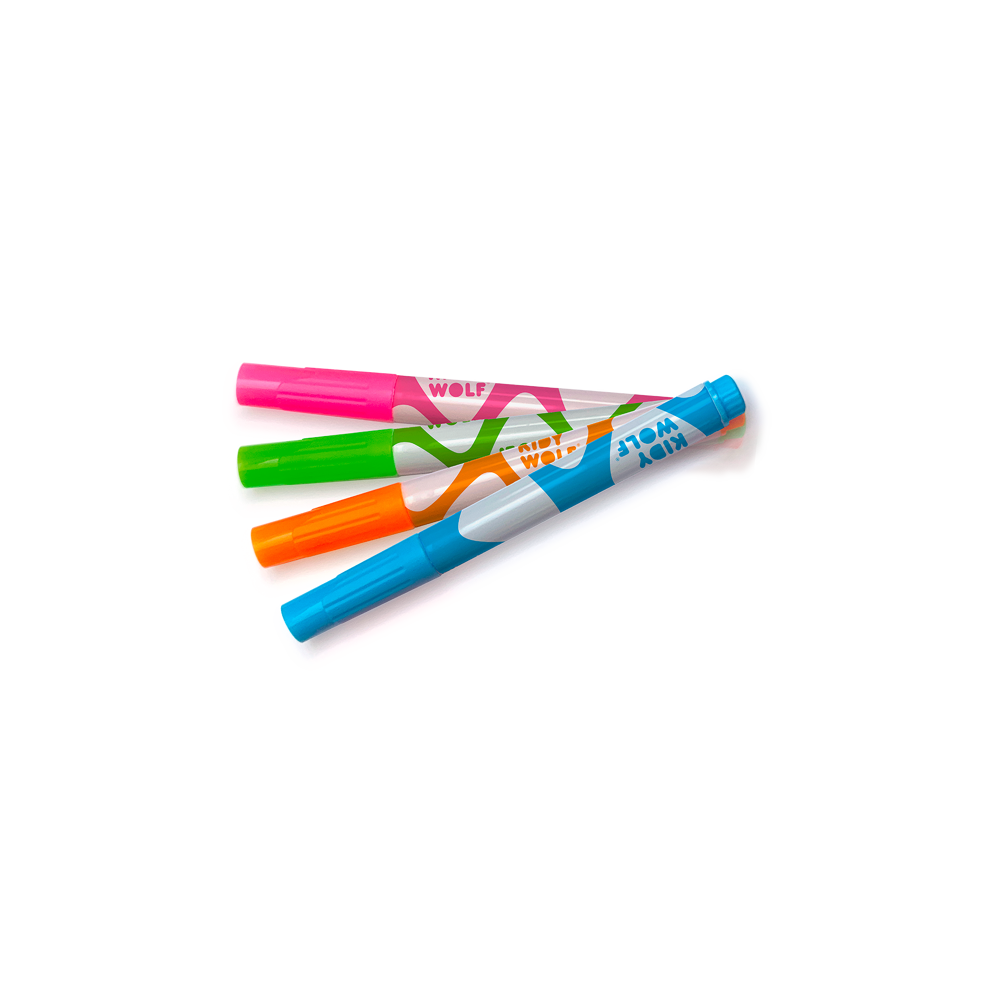 KIDYMARKERS - Fluorescerende markers - Roze / Groen / Blauw / Oranje