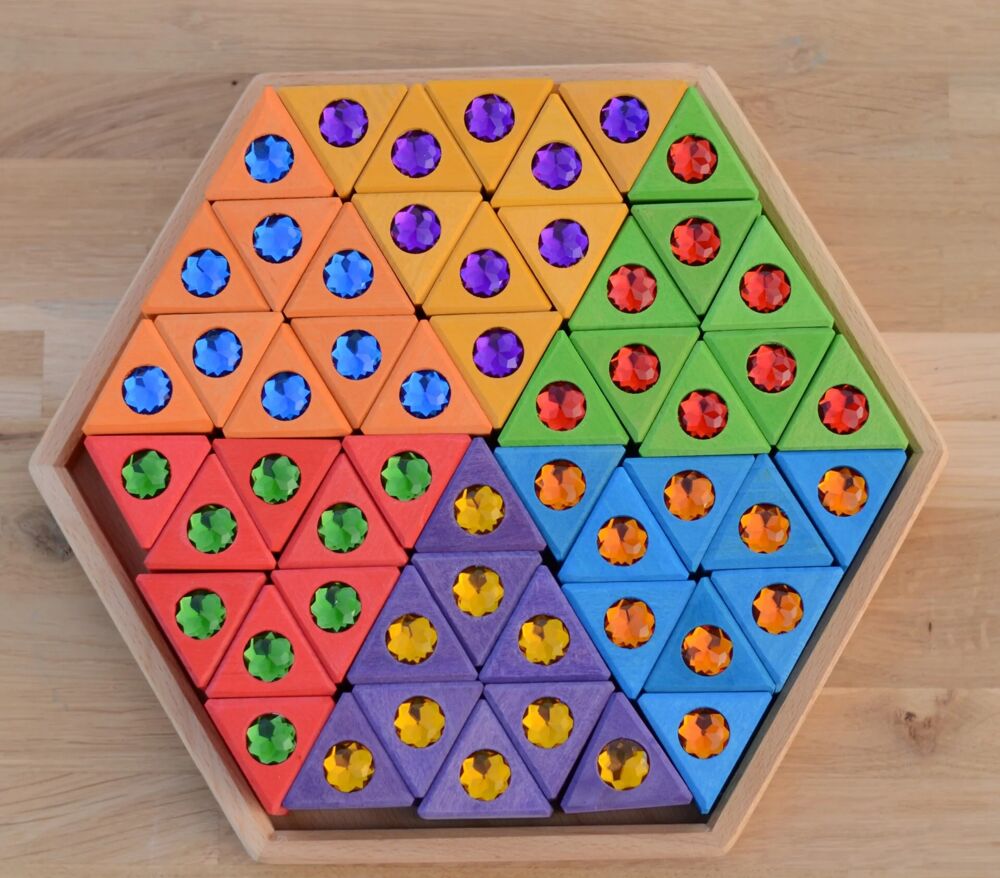Bauspiel houten driehoekjes met glitterstenen (54 stuks) Bauspiel houten driehoekjes met glitterstenen (54 stuks)