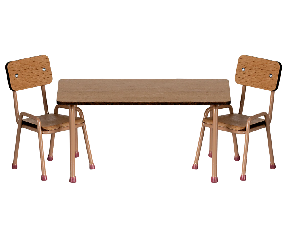 Tafel en stoelen voor Maileg muizen - Dark powder